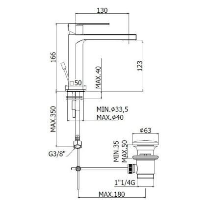 Paffoni - Смесител за мивка + изпускател TANGO матов хром