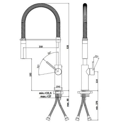 Paffoni - смесител за мивка LIGHT с изтегляща се душ глава, 52,5 cm, блестящ хром