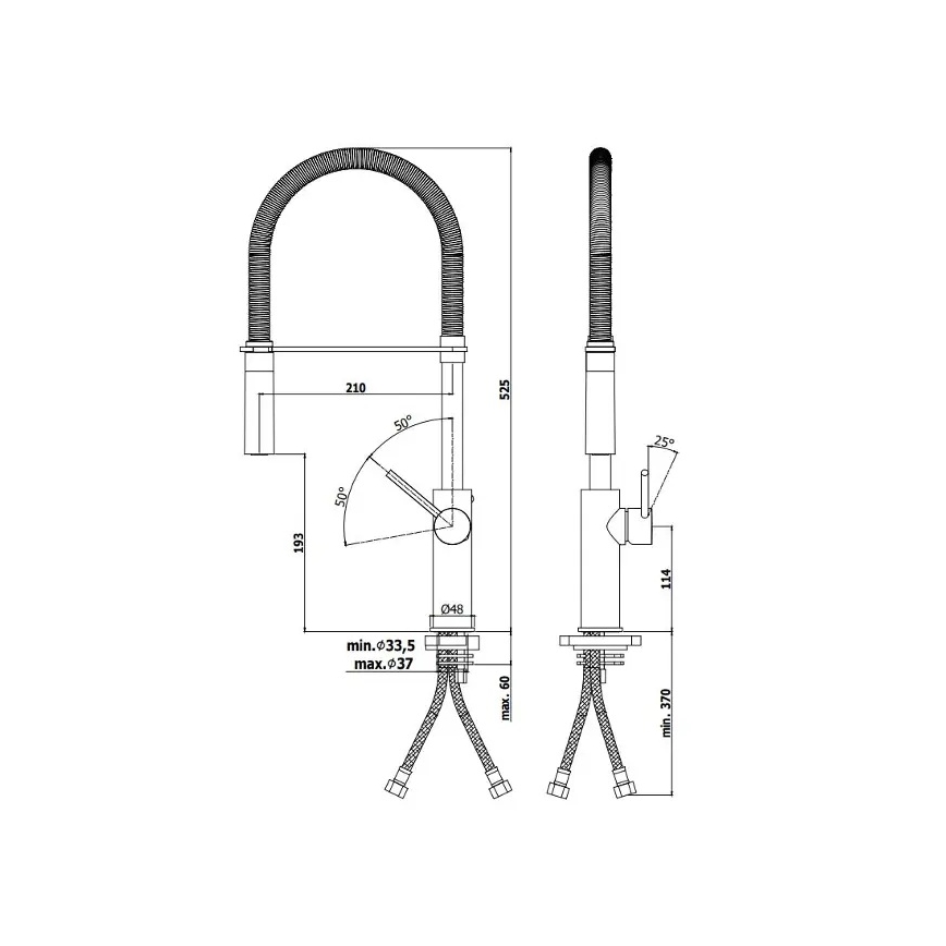 Paffoni - смесител за мивка LIGHT с изтегляща се душ глава, 52,5 cm, блестящ хром