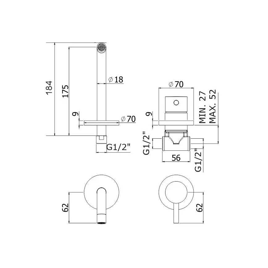 Paffoni - Смесител за мивка за вграден монтаж LIGHT лъскав хром