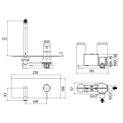Paffoni - Смесител за мивка за вграждане LIGHT, златен