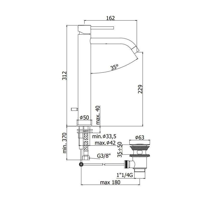 Paffoni - Смесител за умивалник + изпразнител LIGHT четкано злато