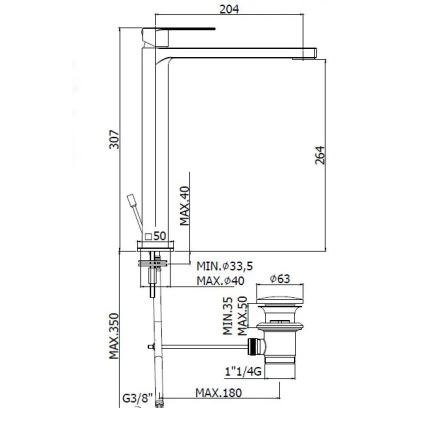 Paffoni - Смесител за умивалник + изпразнител TANGO лъскав хром