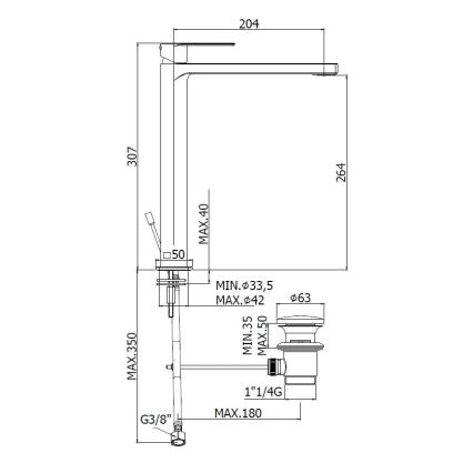 Paffoni - Смесител за умивалник + изпускател TANGO неръждаема стомана