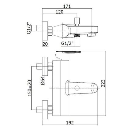 Paffoni - Смесител за вана CANDY блестящ хром