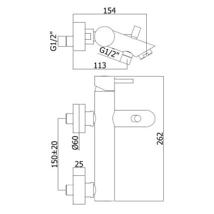 Paffoni - Смесител за вана LIGHT, бляскав хром