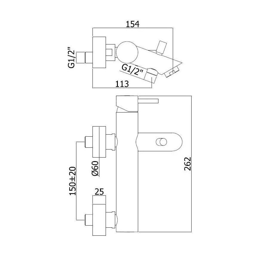 Paffoni - Смесител за вана LIGHT, бляскав хром