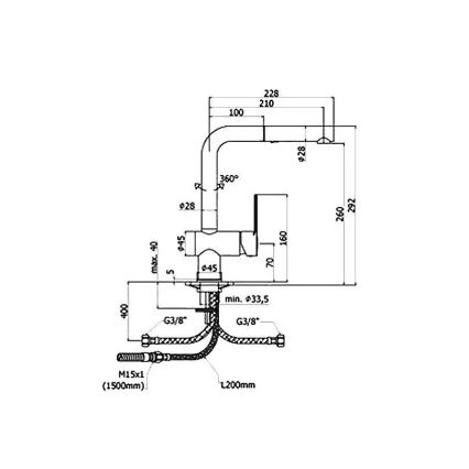 Paffoni - Смесител за кухненска мивка с изтегляща се лейка RINGO 29,2 cm