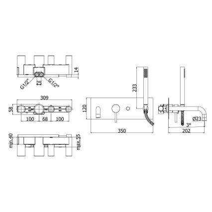 Paffoni - комплект за вана LIGHT, черен