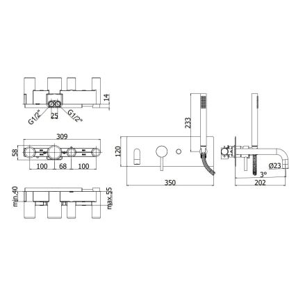Paffoni - Комплект за вана LIGHT матов хром
