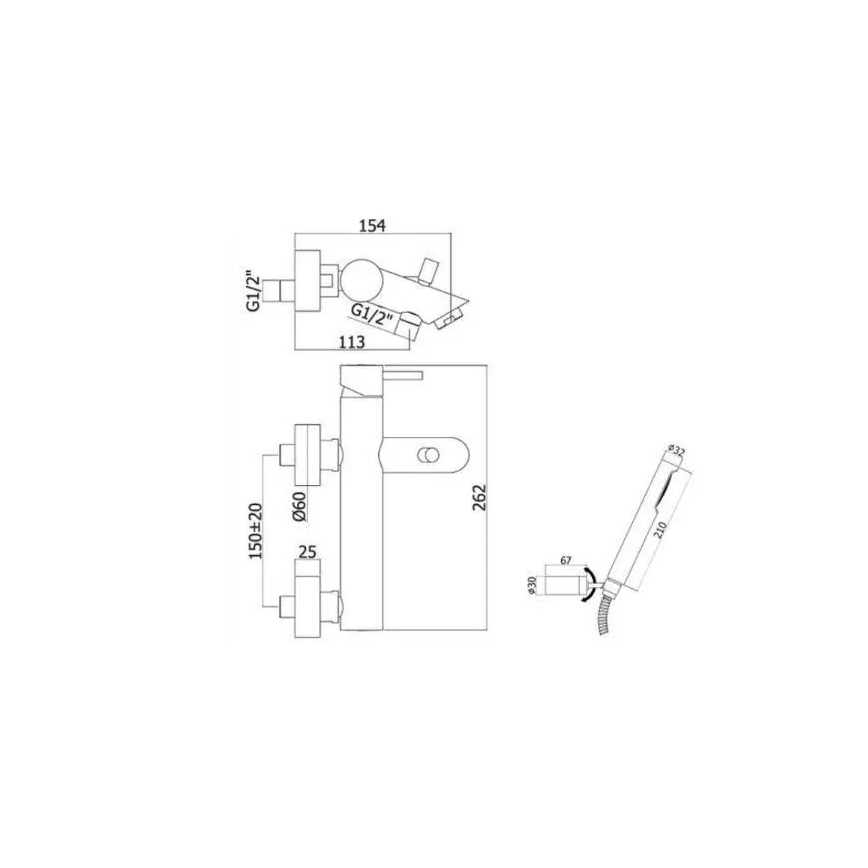 Paffoni - комплект за вана с смесител LIGHT, четкано злато