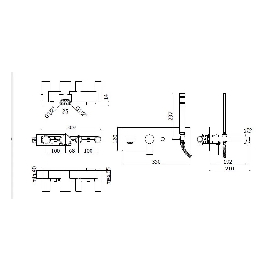Paffoni - Комплект за вана TANGO с вграден смесител, хром гланц
