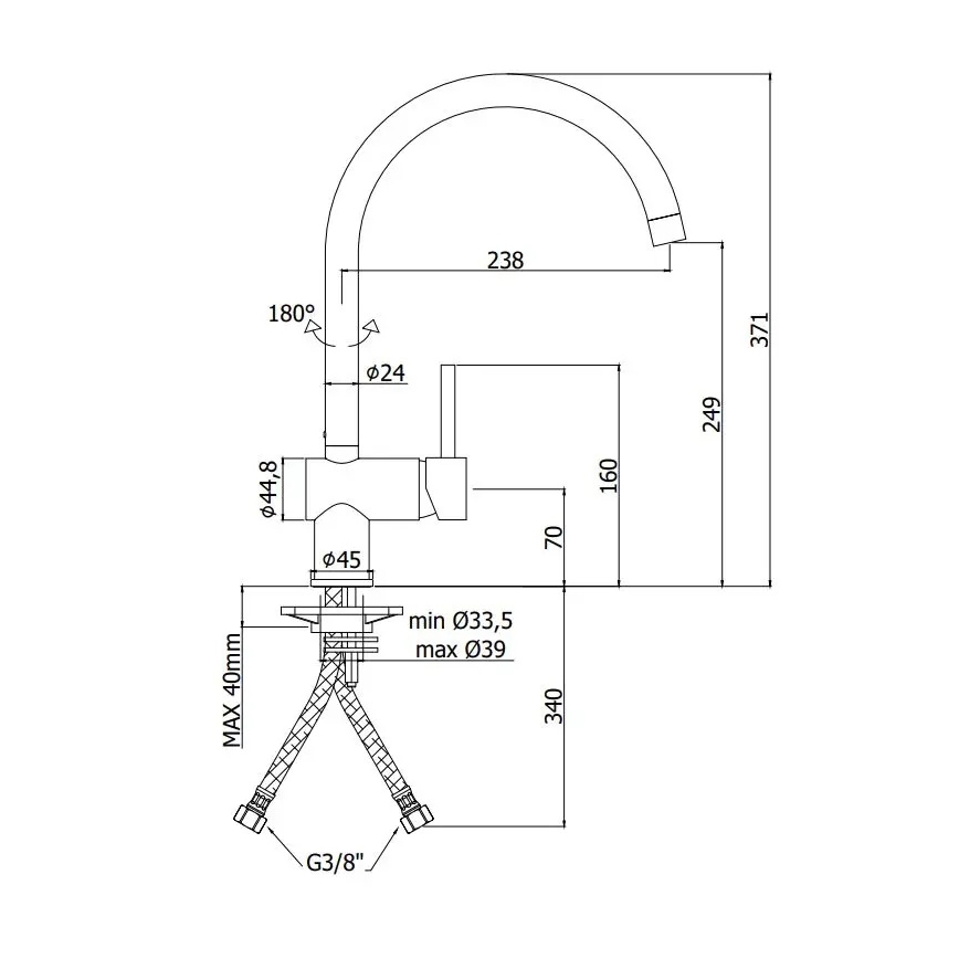 Paffoni - Кухненски смесител LIGHT, черен