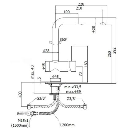 Paffoni - Кухненски смесител LIGHT с изтеглящ се душ 29,2 cm лъскав хром