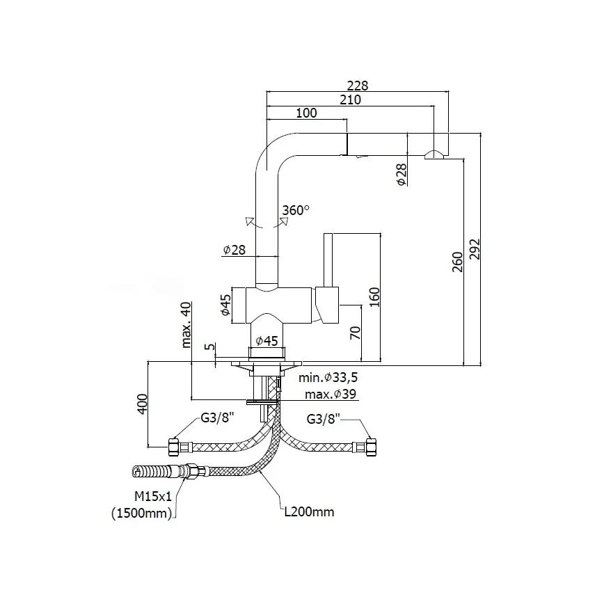 Paffoni - Кухненски смесител LIGHT с изтеглящ се душ 29,2 cm лъскав хром