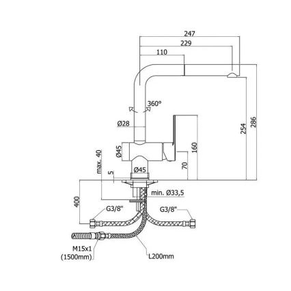 Paffoni - Кухненски смесител RINGO с изтегляща се душ-слушалка 28,6 cm