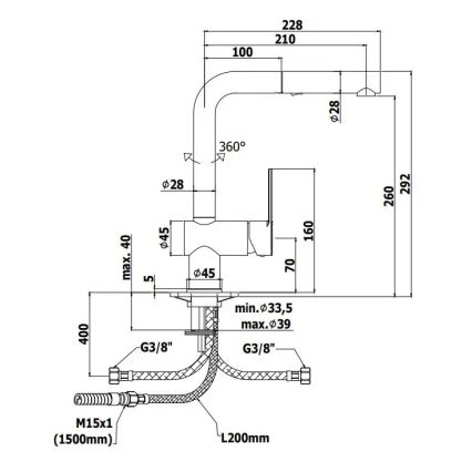 Paffoni - кухненски смесител с изтеглящ се душ RINGO 29,2 см черен