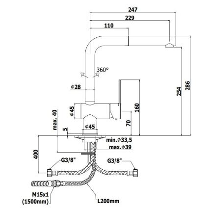 Paffoni - Кухненски смесител с изтеглящ се излив RINGO черен