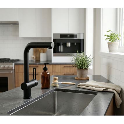 Paffoni - Кухненски смесител с изтеглящ се излив RINGO черен