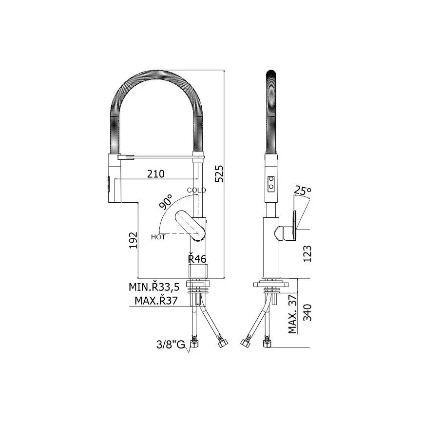 Paffoni - Кухненски смесител с изтегляща се душ слушалка CANDY 52,5 см черен