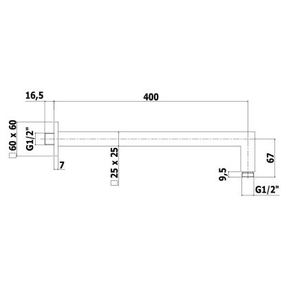 Paffoni - Квадратно душово рамо 40 см, черно