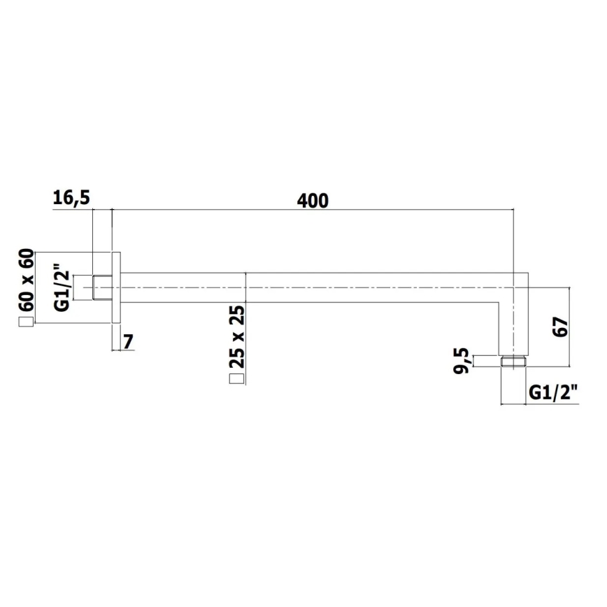 Paffoni - Квадратно душово рамо 40 см, черно