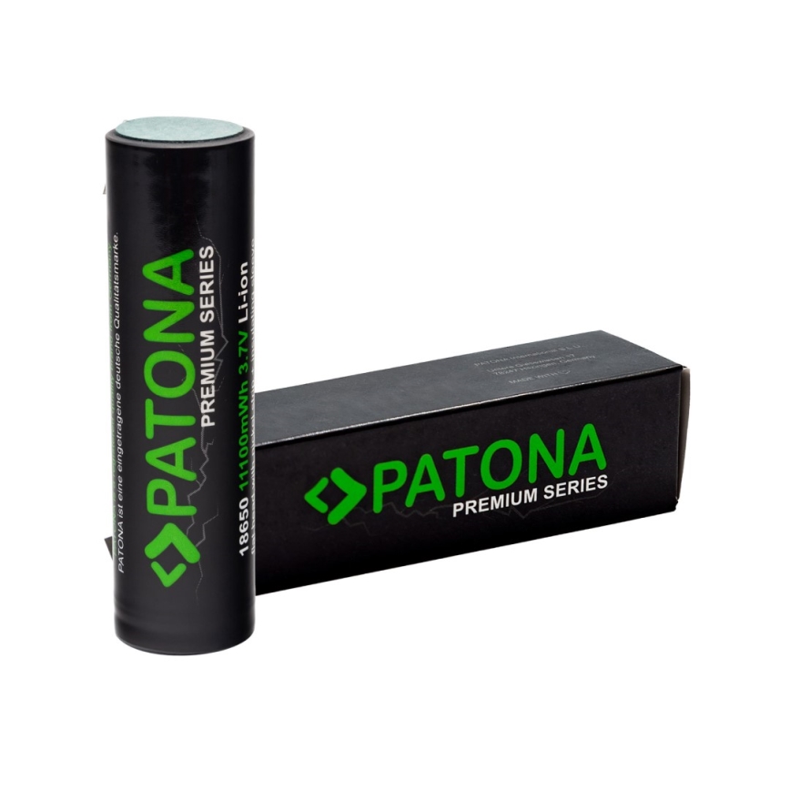 PATONA - Батерия 18650 Li-lon 3000mAh PREMIUM 3,7V с лентови клеми за запояване