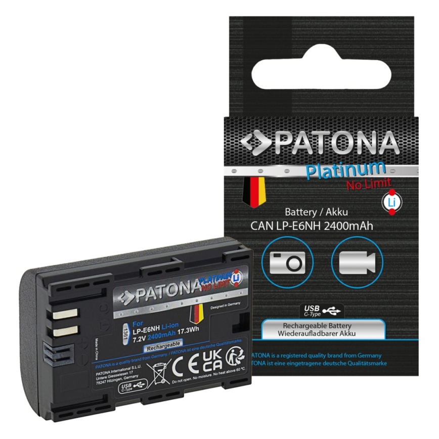 PATONA - Батерия Canon LP-E6NH 2600mAh Li-Ion Platinum с USB-C