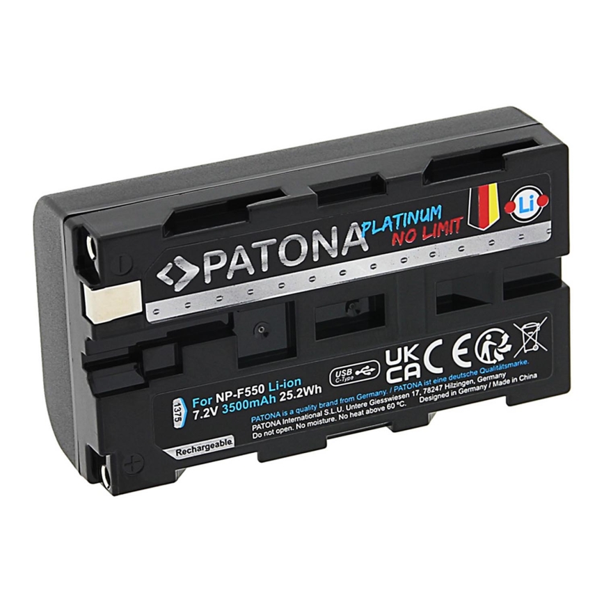 PATONA - Батерия Sony NP-F550/F330/F570 3500mAh Li-Ion Platinum USB-C зареждане