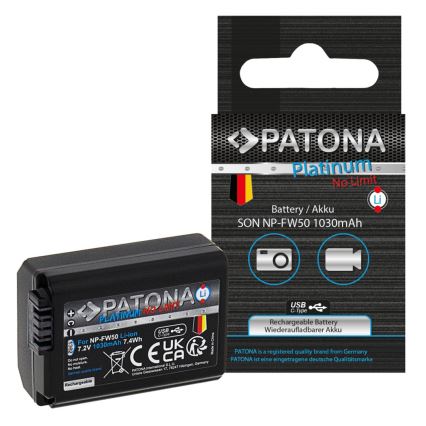 PATONA - Батерия Sony NP-FW50 1030mAh Li-Ion Platinum с USB-C зареждане