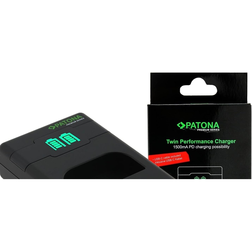 PATONA - Бързо зарядно Dual Fuji NP-W126 + кабел USB-C 0,6м
