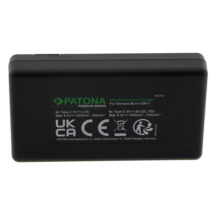 PATONA - Бързо зарядно Dual Olympus BLX-1 + кабел USB-C 0,6м