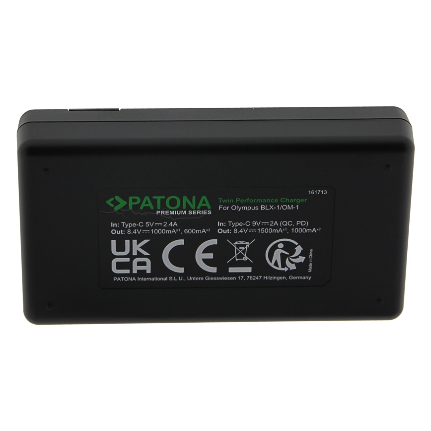 PATONA - Бързо зарядно Dual Olympus BLX-1 + кабел USB-C 0,6м