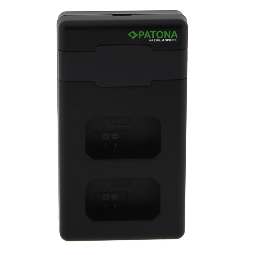 PATONA - Бързо зарядно Dual Sony NP-FW50 + кабел USB-C 0,6м