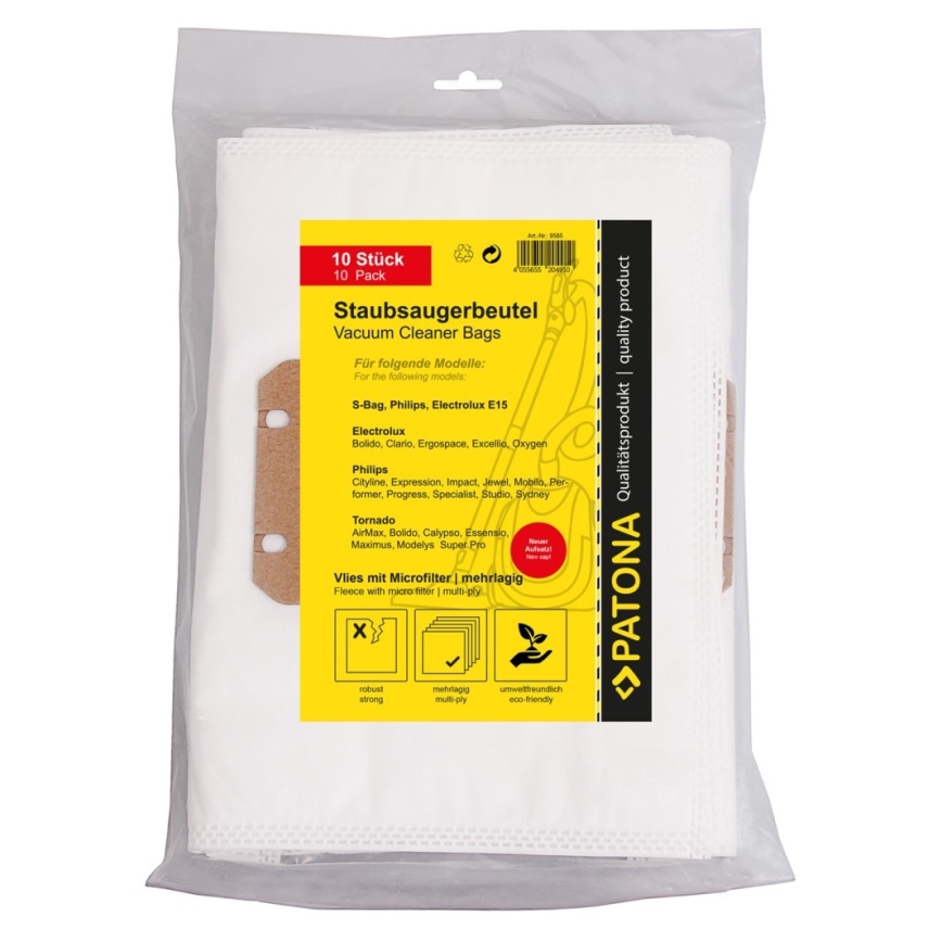 PATONA - Торбички за прахосмукачки Electrolux E15 - 10 броя