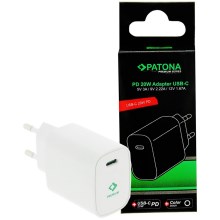 PATONA - Зареждащ адаптер USB-C Power delivery 20W/230V бял