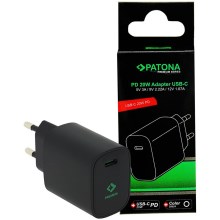 PATONA - Зареждащ адаптер USB-C Power delivery 20W/230V черен