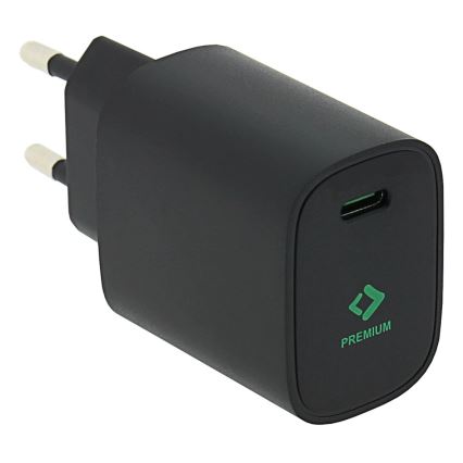 PATONA - Зареждащ адаптер USB-C Power delivery 20W/230V черен