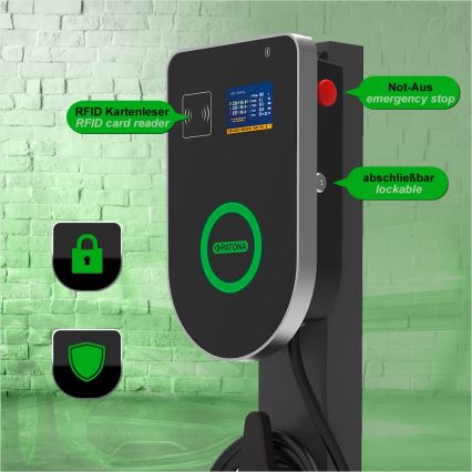 PATONA - Зарядна станция с LCD дисплей за електромобили 11kW/400V/16A IP54