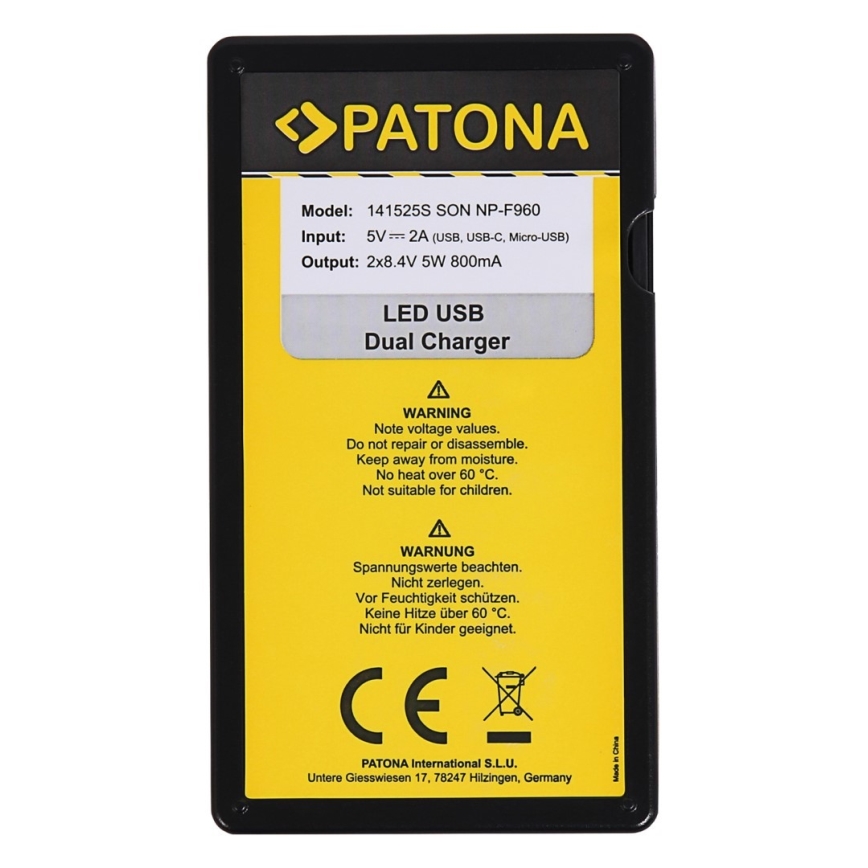 PATONA - Зарядно устройство Dual Sony NP-F970/F960/F950 USB