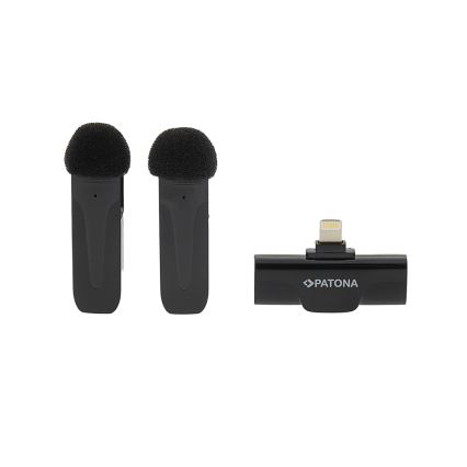 PATONA - К-кт 2x Безжичен микрофон с щипка за iPhone USB-C 5V 50 mAh
