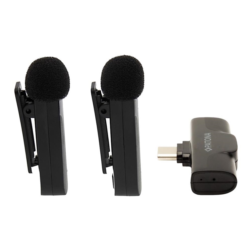 PATONA - К-кт 2x Безжичен микрофон с щипка за смартфони USB-C 5V