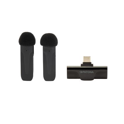 PATONA - К-кт 2x Безжичен микрофон с щипка за смартфони USB-C 5V