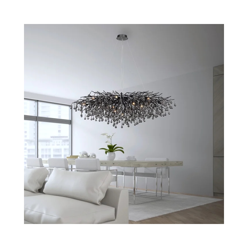 Paul Neuhaus 2031-18 - Полилей на кабел ICICLE 15xG9/40W/230V 75x150 cm черен