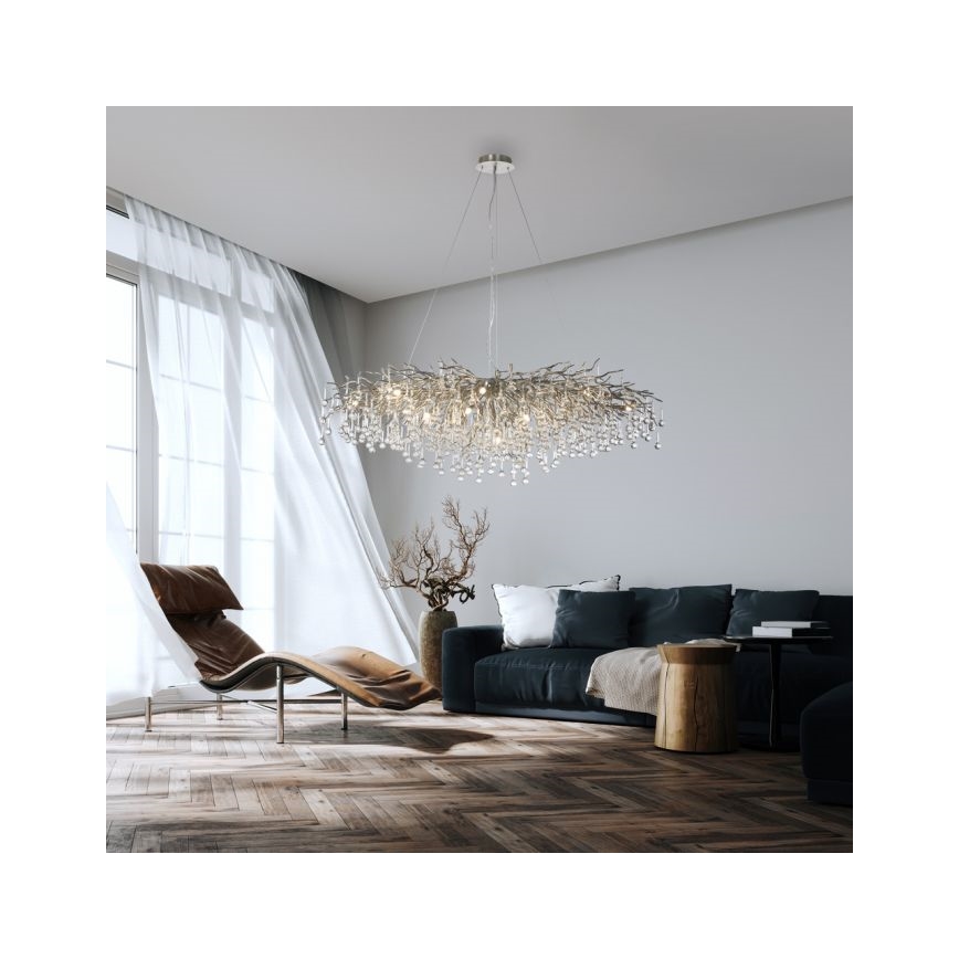 Paul Neuhaus 2031-55 - Пендел ICICLE 15xG9/40W/230V 75x150 см лъскав хром