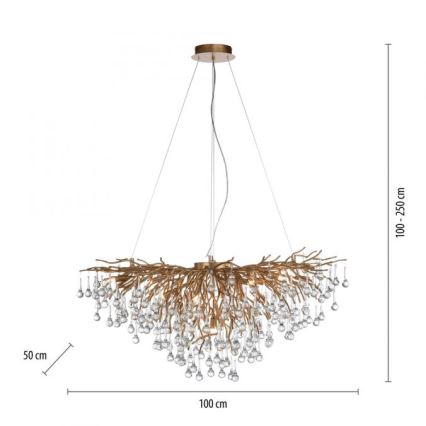 Paul Neuhaus 2192-11 - Пендел ICICLE 10xG9/40W/230V 50x100 см месинг