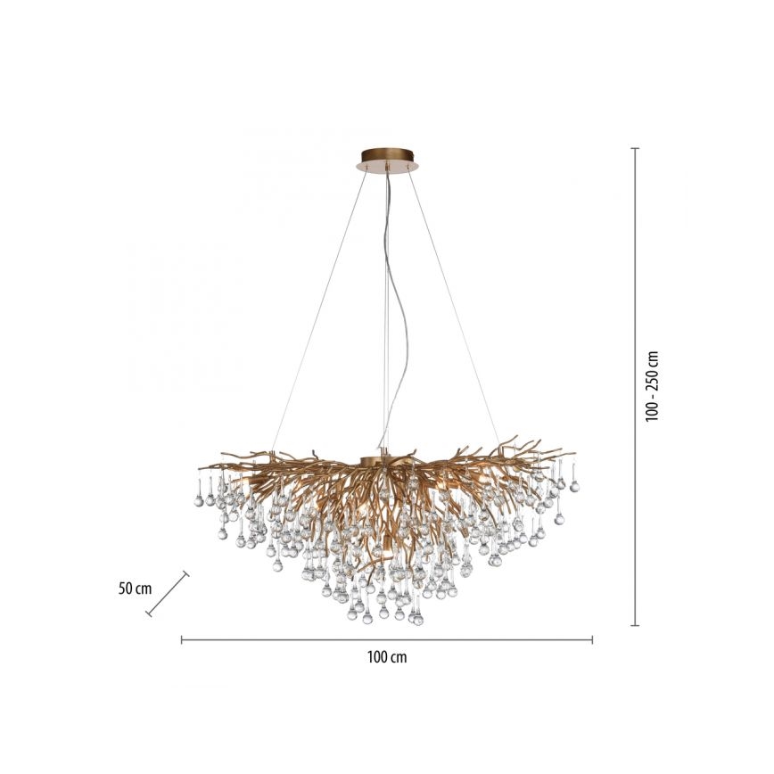 Paul Neuhaus 2192-11 - Пендел ICICLE 10xG9/40W/230V 50x100 см месинг