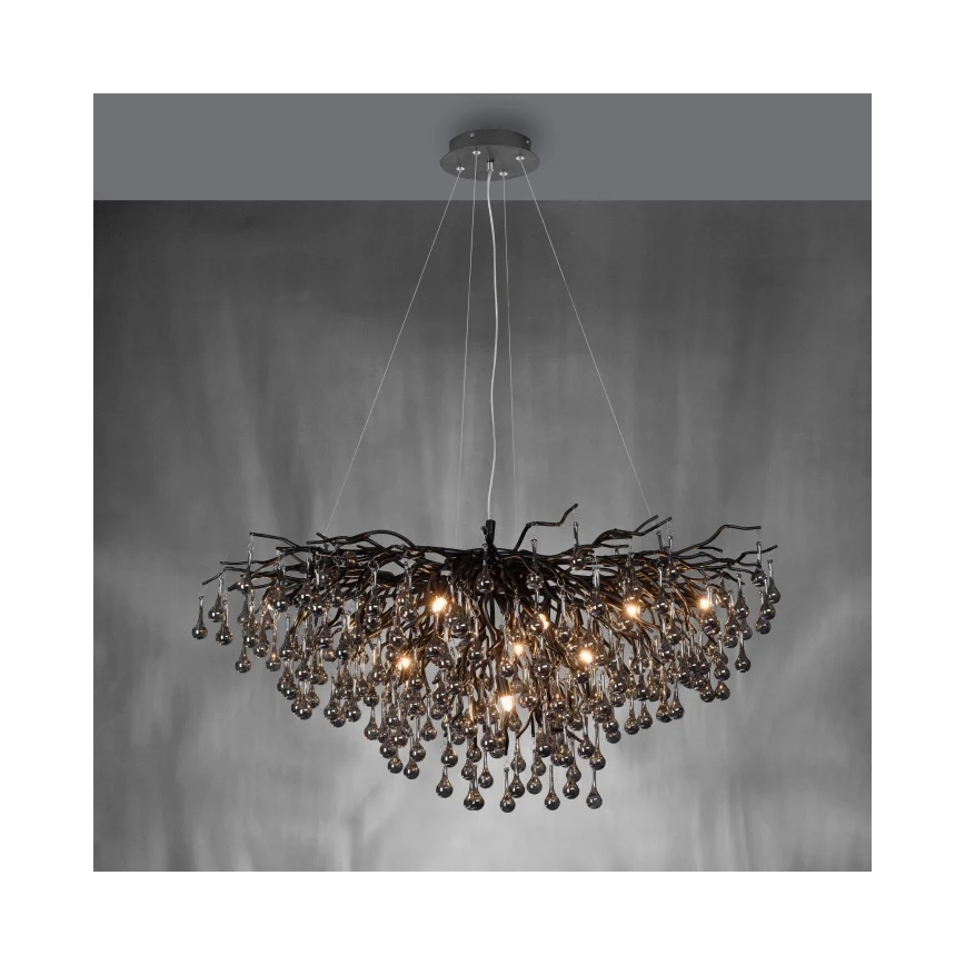 Paul Neuhaus 2192-18 - Висящ полилей на кабел ICICLE 10xG9/40W/230V 50x100 cm черен