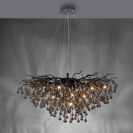 Paul Neuhaus 2192-18 - Висящ полилей на кабел ICICLE 10xG9/40W/230V 50x100 cm черен