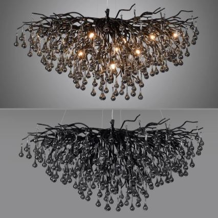 Paul Neuhaus 2192-18 - Висящ полилей на кабел ICICLE 10xG9/40W/230V 50x100 cm черен